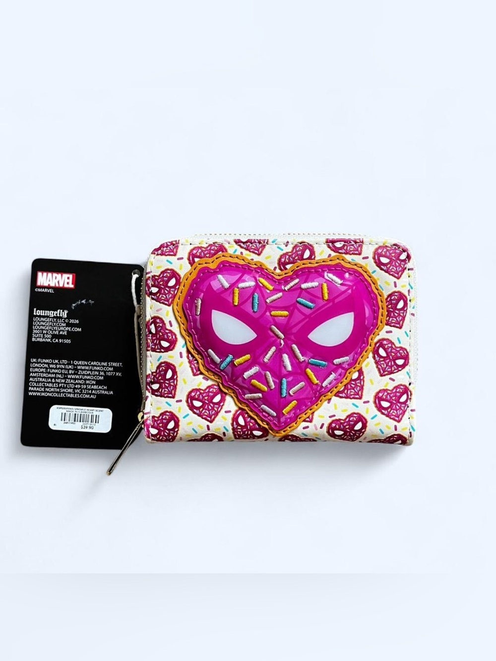 NWT Spider-Man Donut Heart Sprinkle Zip Wallet